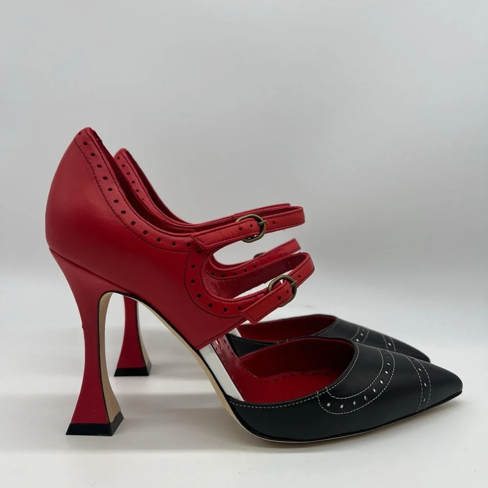 Manolo Blahnik Monzubo Bicolored Mary Jane Pumps - Picture 2 of 14